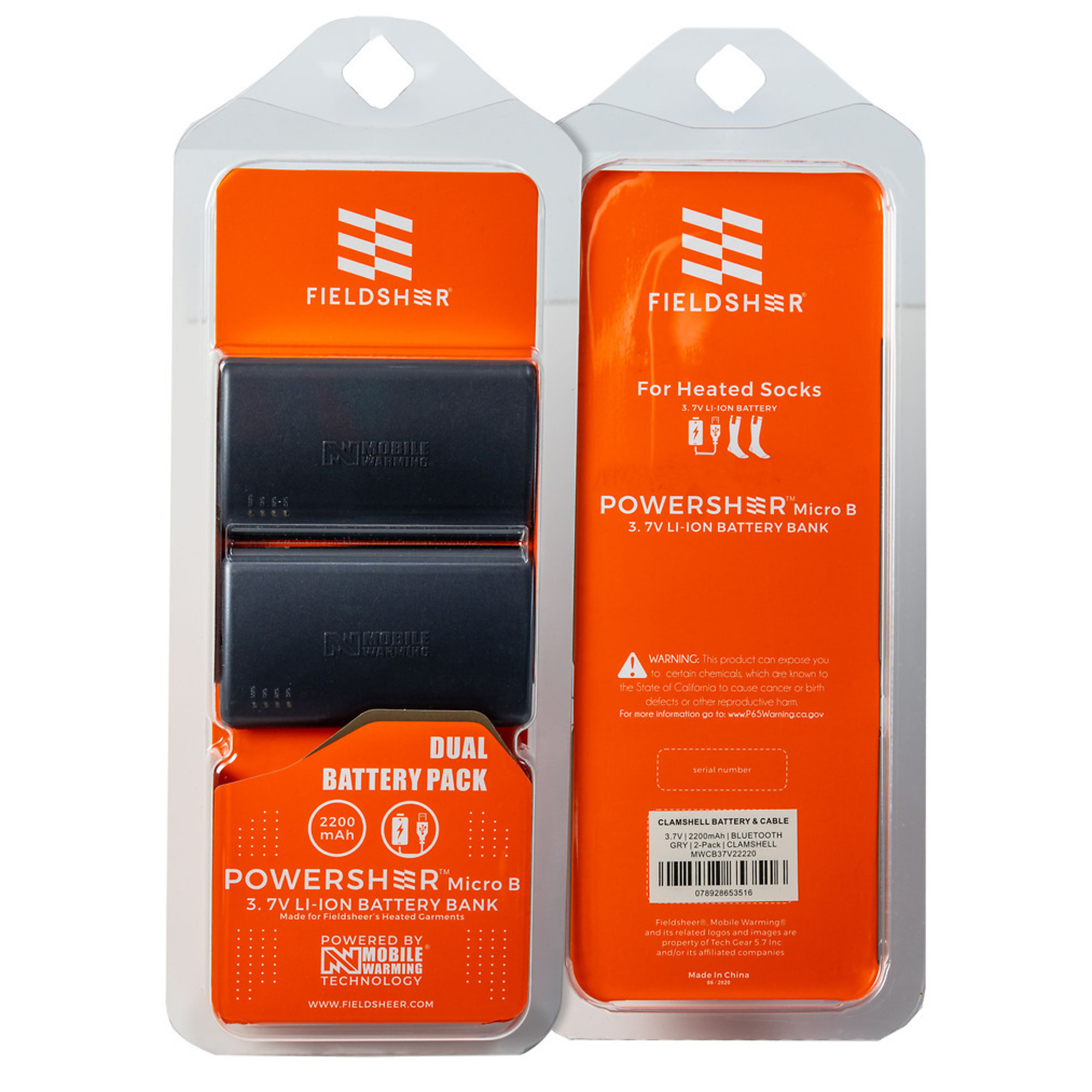 Fieldsheer, 3.7v Powersheer BT Sock Battery and Cable 2 Pack, Volts 3.7 Model# MWCB37V22220